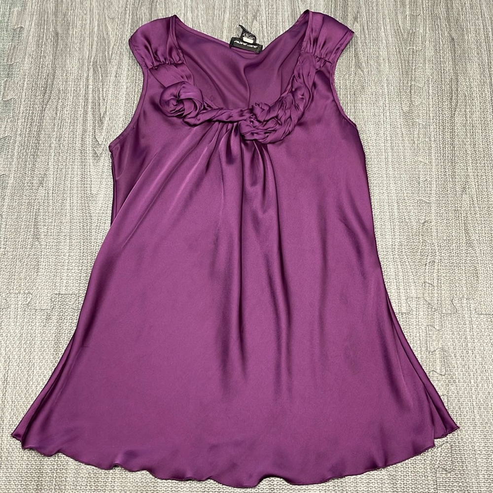 Spense Purple Silky Tank with Twist Neckline Detail - Women’s Size M
